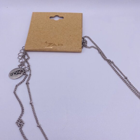 ZAD Layered Necklace Silver Chain Turquoise Stone Slice Feather Charm Boho New - Picture 3 of 4